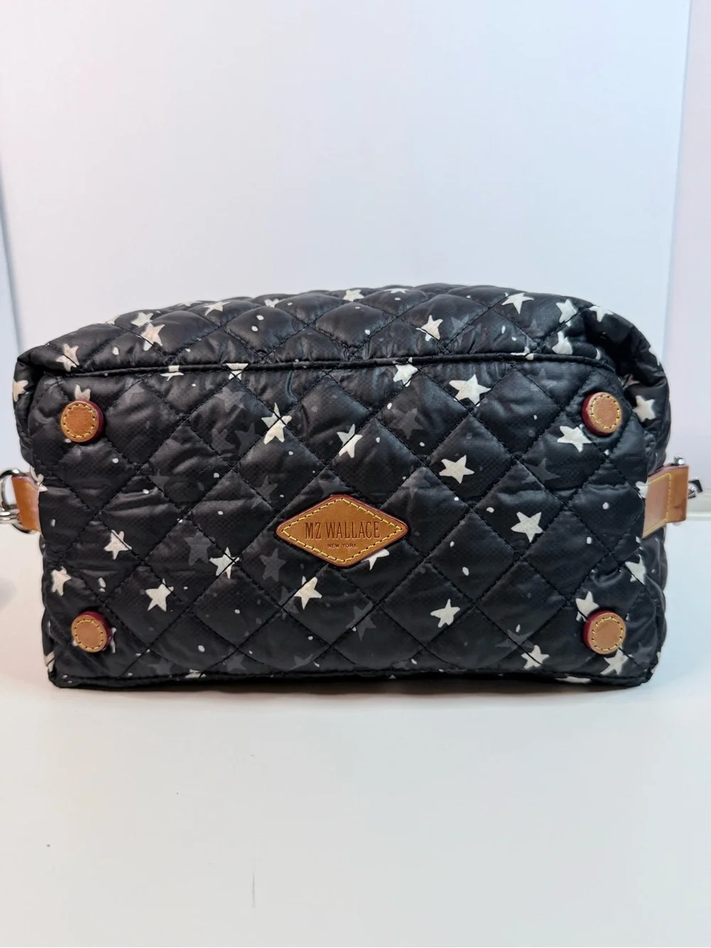 MZ Wallace Sutton StarLight Star Quilted Satchel Crossbody Bag Leather Trim